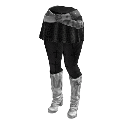 Y2K Leopard SkirtCrossLeggings(WhiteBlackDarkGrey)