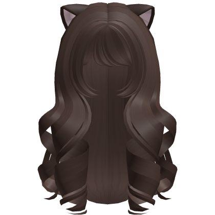 brown kawaii sweet long kitty curls hair Roblox item