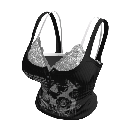 🍀Y2K Lace Layered  Emo Punk Top(Black)