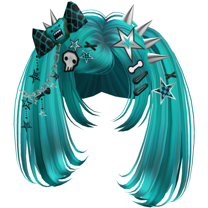 ♡ Scene Spiky Moe Pigtails (Teal)