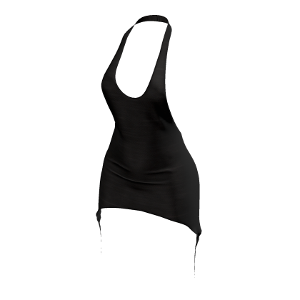 Matte Backless Halter Dress ♡ Black thumbnail
