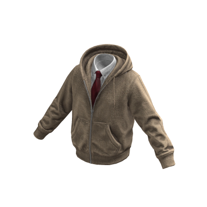 Cream Layered Hoodie w/ Shirt & Tie 