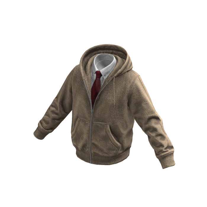 Cream Layered Hoodie w/ Shirt & Tie 