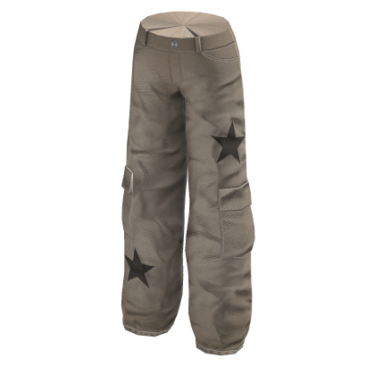Y2K Beige star baggy low-rise Pants
