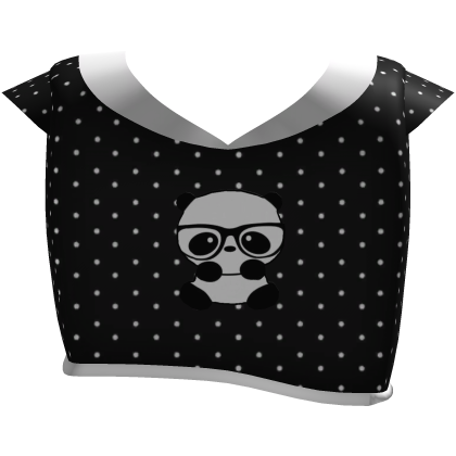 ♡ cute black polka dots panda shirt Roblox item