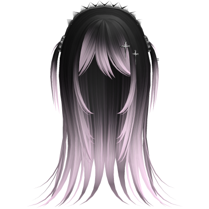 Vampire Goth Wispy Long Hair Black Pink Roblox item