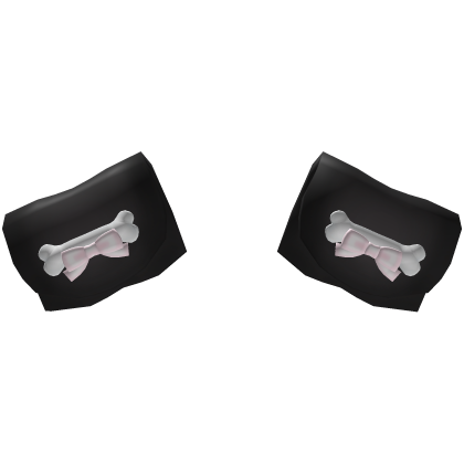 ♡ ꒰ black floppy puppy dog ears w bows Roblox item