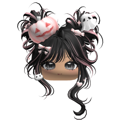 Halloween Pumpkin Buns w/ Bows (Black&Pink) Roblox item
