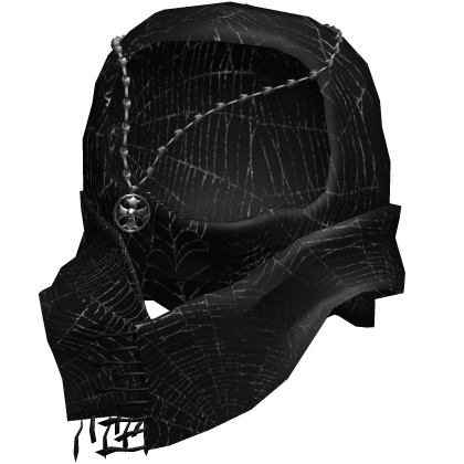 Black Spider Web Wrapped Scarf Hood w Chrome Chain