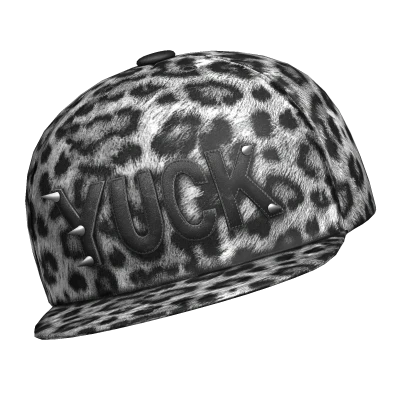 YUCK! slanted black & white leopard cap | Roblox Item - Rolimon's