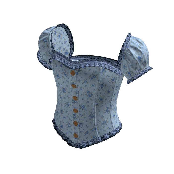 Vintage Button Corset Blouse (Blue)
