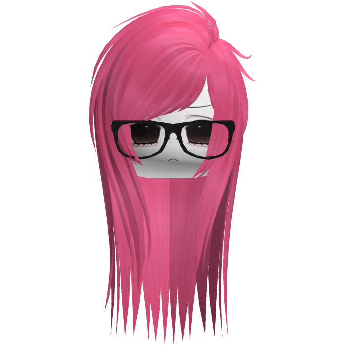 Emo Moe Pink Long Scene Hair /w Glasses