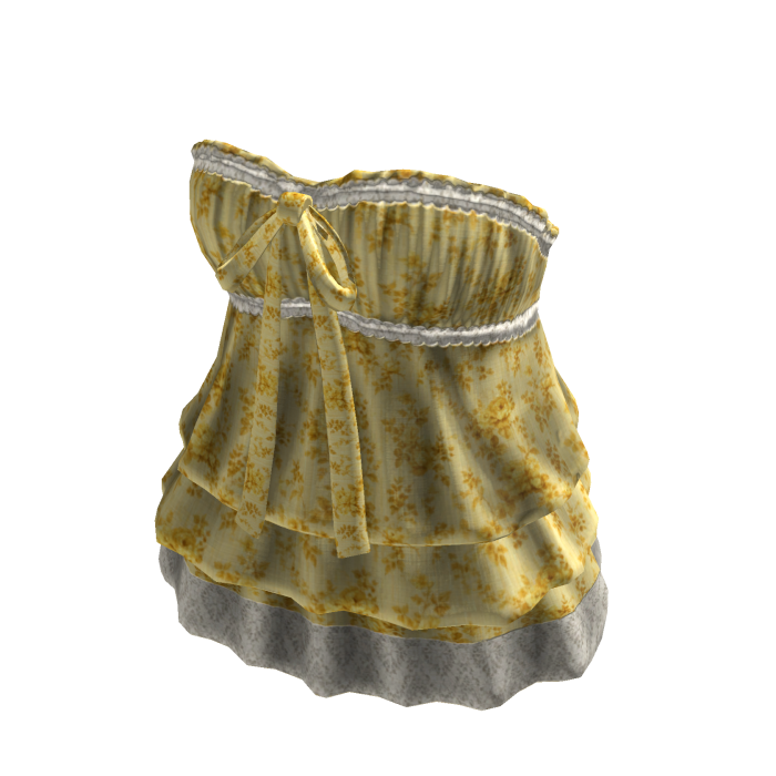 Floral Babydoll Top with Ruffle Hem (Yellow)