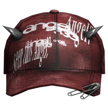 red distressed worn angel cap