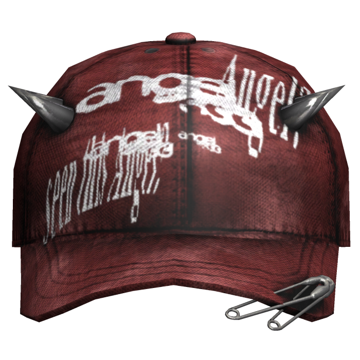 red distressed worn angel cap