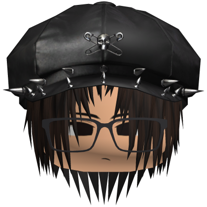 Punk Moe Brown Messy Hair /w Black Hat