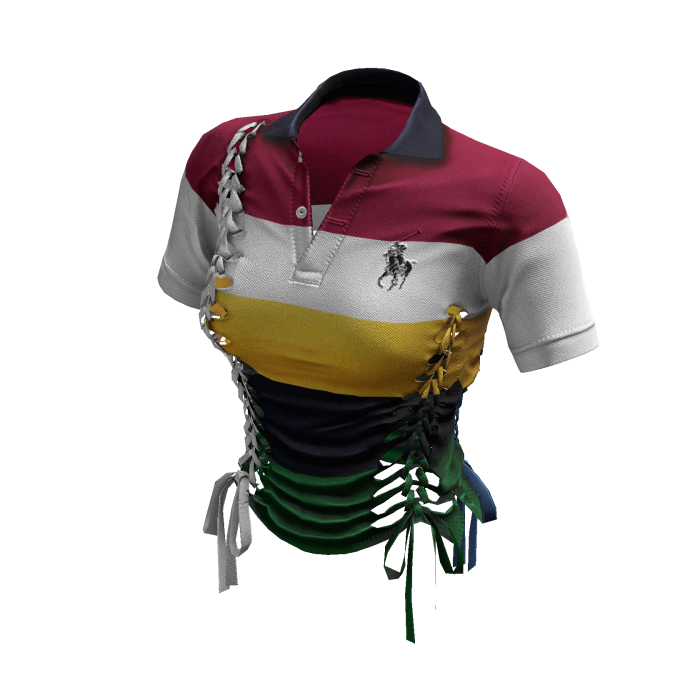 Braided Cutout Polo Shirt (Baseball)