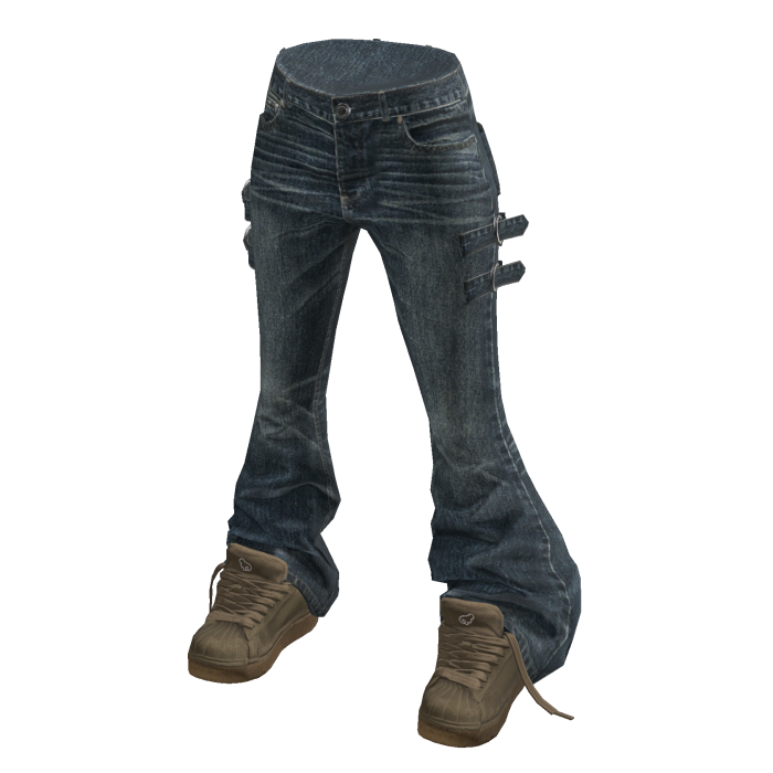 💗 Y2K Bootcut Jeans w/ High-Tops _ Blue