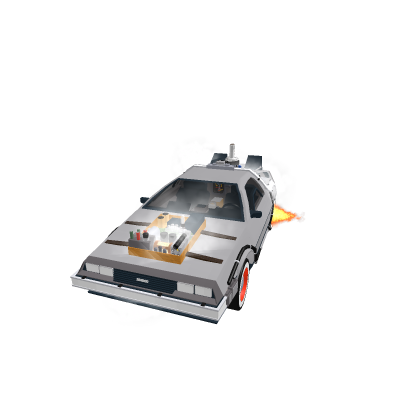 Delorean with fire and smoke