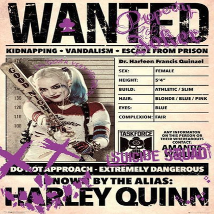 Harley Quinn Wanted Poster Roblox decal