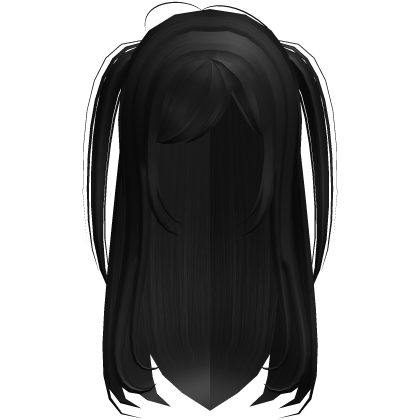 Kawaii long black girl hair with ponytail Roblox item