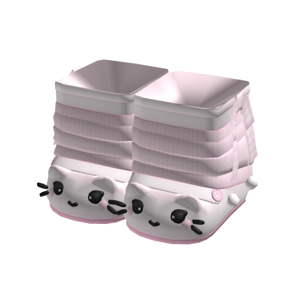 Cute White Kitty Shoes with Pink Socks