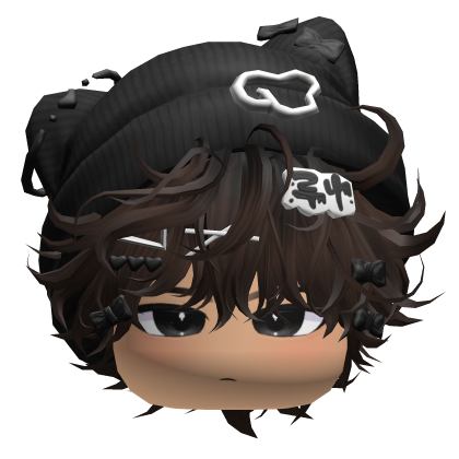 Messy Anime Hair w/ Cat Beanie (Dark Brown) Roblox item