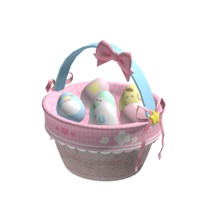 Easter egg basket holdable spring pastel pink bow thumbnail