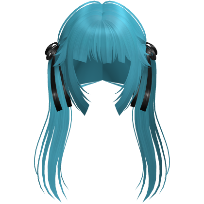 anime wispy hime long bow pigtails in blue