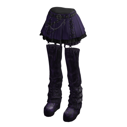Lace-Up Mini Skirt with Tall Boots (Purple)