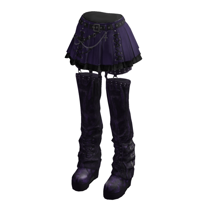 Lace-Up Mini Skirt with Tall Boots (Purple)
