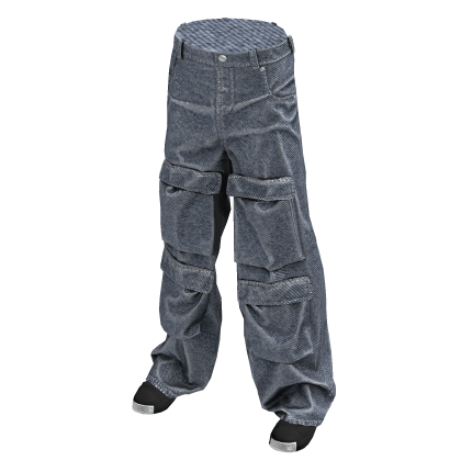 Vintage Baggy Cargo Jeans (Light Blue)