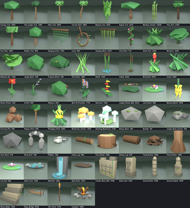 Low Poly Jungle Rainforest Biome Pack x60 Nature preview 2