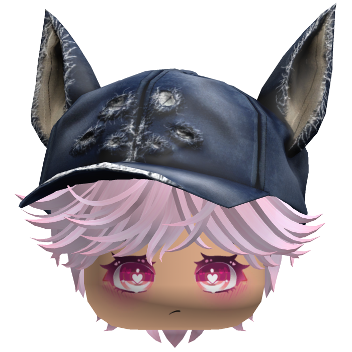 Cute Pink hair with a Y2K cat hat anime