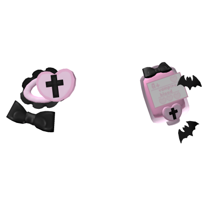 . ‿ ♡ cute black pink nurse bat halloween clip