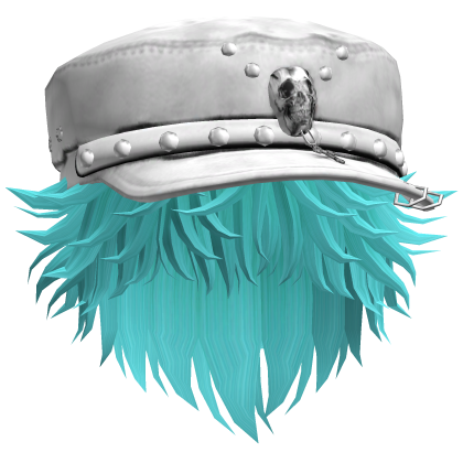 Fluffy Emo White Beret Y2K Boy Hair (Cyan)