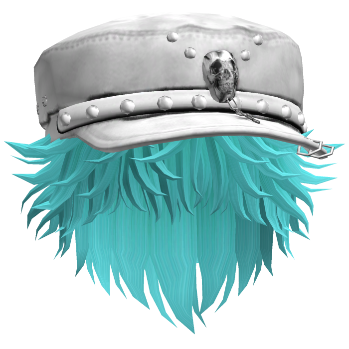 Fluffy Emo White Beret Y2K Boy Hair (Cyan)