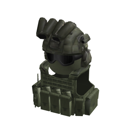 Green Military Helmet w Mask, Goggles And Vest thumbnail