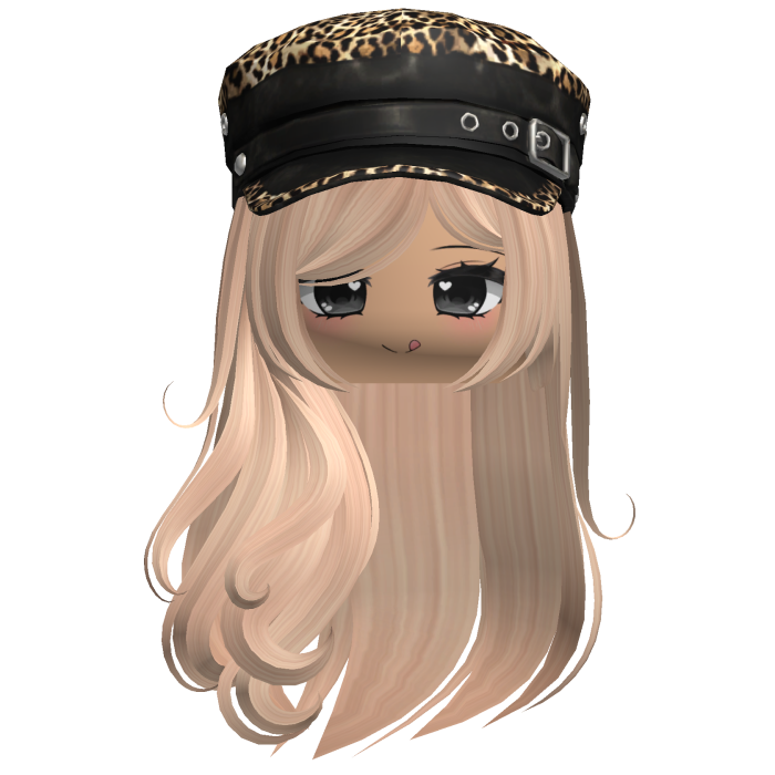 Swirly Long Hair w/ Leopard Beret (Blonde)