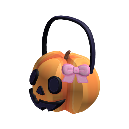 Preppy Holdable Pumpkin Basket w Bow [LIGHT PINK] thumbnail