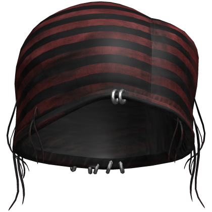 red striped ripped worn beanie