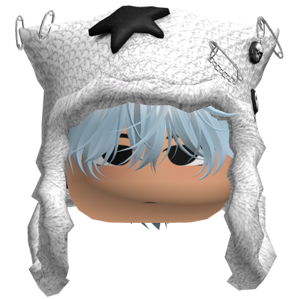 Cute boy w Anime Hair Y2K Ushanka (Blue n White) Roblox item