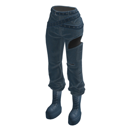 Textured Wrap Pants with Hip Cutout (Blue)