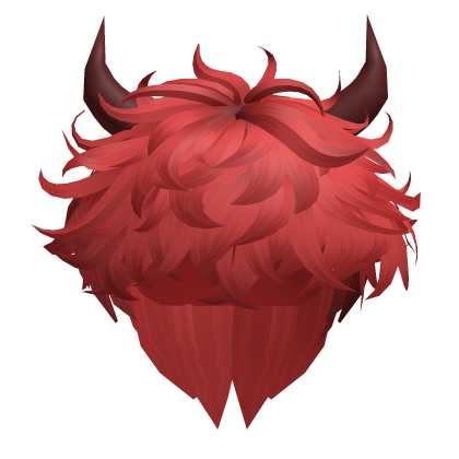 Roblox Item Fluffy Messy Anime Hair w/ Horns in Red