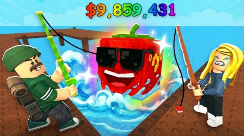 Catch Lucky Blocks From River