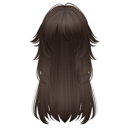 long fluffy anime hair with tufts (dark brown)