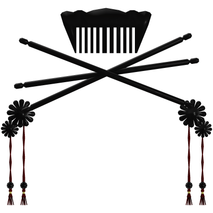Black & Red Traditional Japanese Headpiece