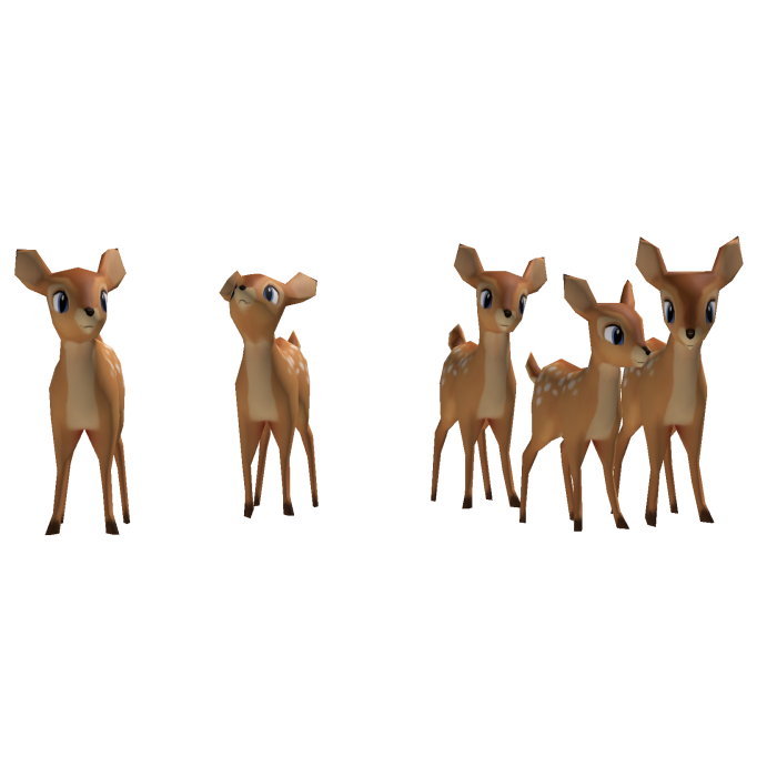 Cute Smol Brown Deers & Fawns Group Army