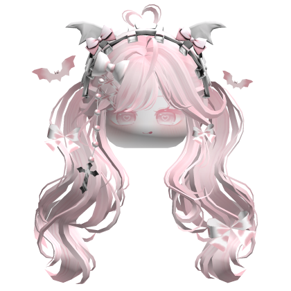 Goth Wavy Pigtails w/Headband (Light Pink)