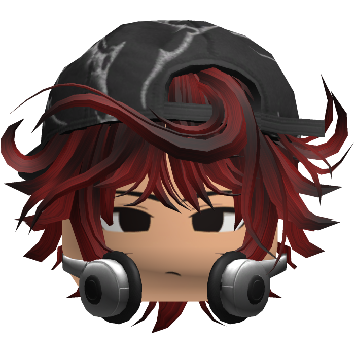 Grunge Moe Red Wavy Hair /w Hat